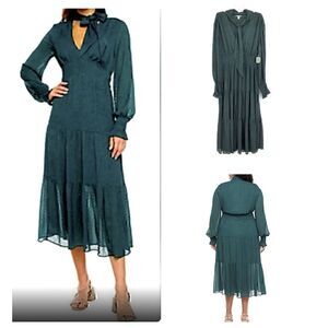 NWT Ryegrass Women's Green Clip Dot Long Sleeve Maxi Dress - Size XL